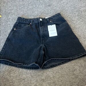 Zara Black High-Rise Denim Shortalls